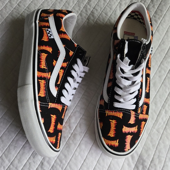 Vans Other - Vans Skate Old Skool Men Size 12 Thrasher Black Yellow Logo 012026